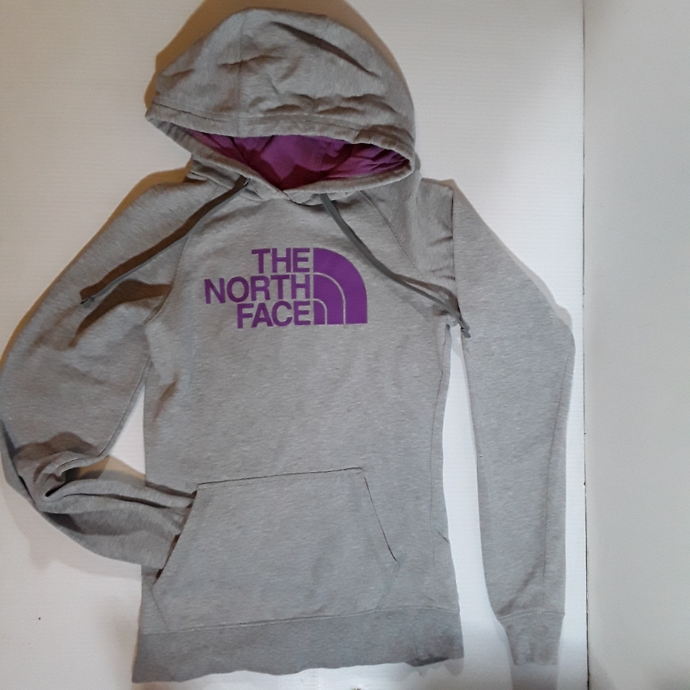 North Face Hoodie Purple & Gray Sweatshirt XS